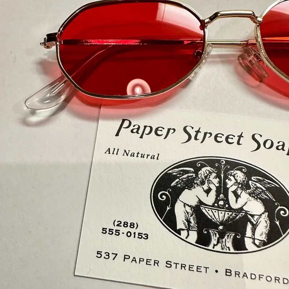 Red Oval Women's Fashion Sunglasses with Gold Frame